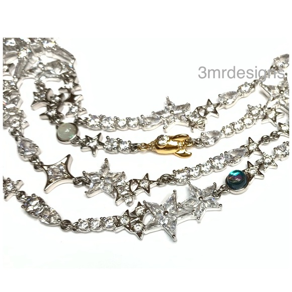 NWT Kate Spade♠️COSMOS Silver Plated Epoxy Stone/CZ Crystals Statement Necklace - Picture 11 of 16